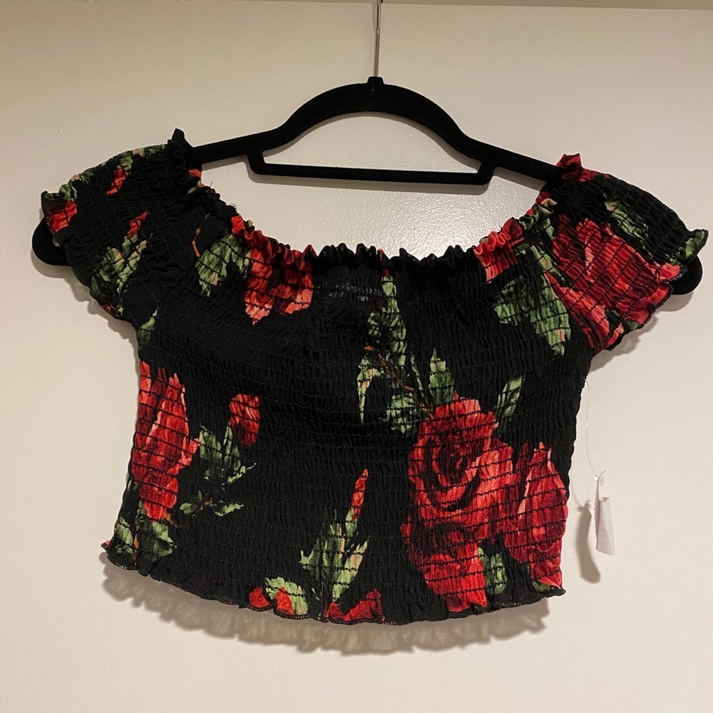 Smocked Floral Off the shoulder top